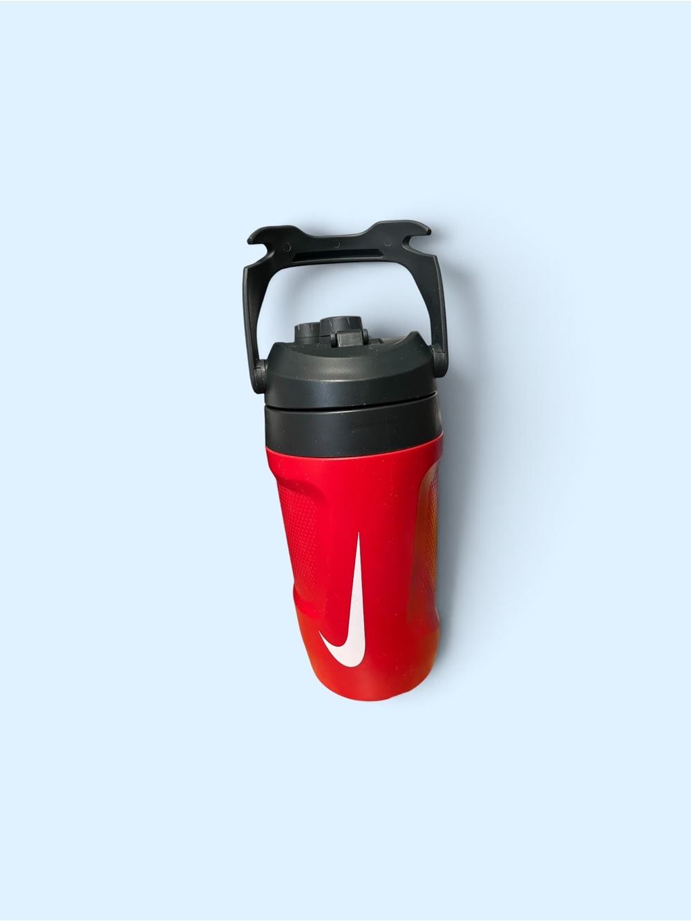 Nike Red Sports Water Bottle with Black Cap and White Swoosh